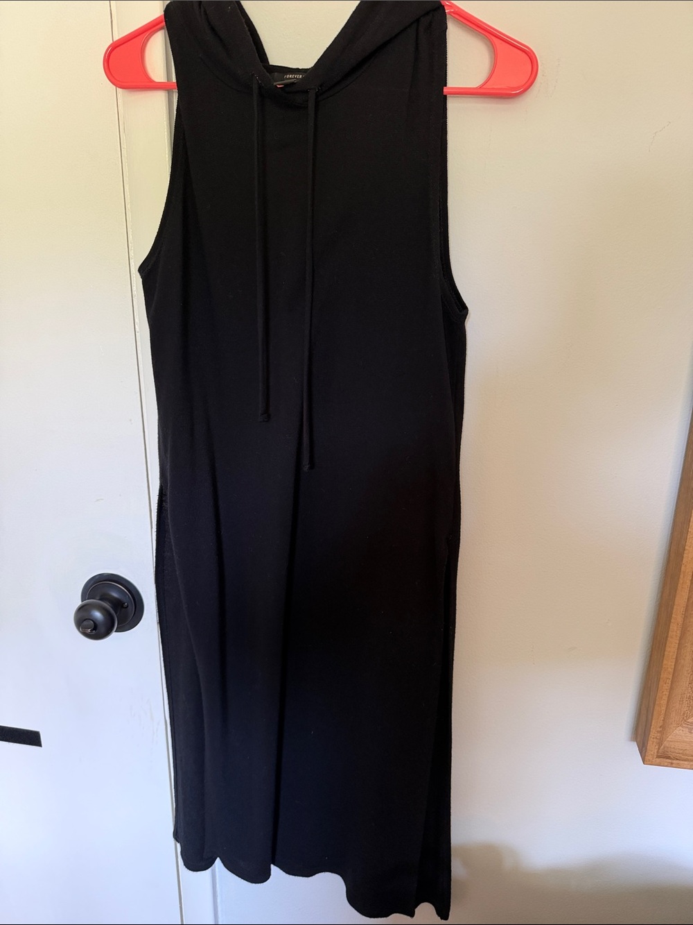 Forever 21 Black Sleeveless Hooded Maxi Dress